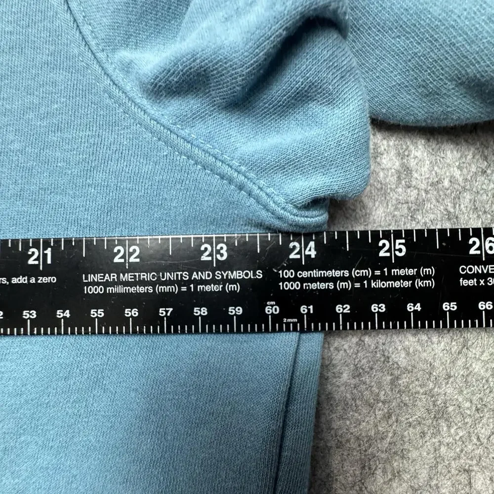The North Face Hoodie Mens Large Blue Graphic Logo Pullover Fleece Sweatshirt